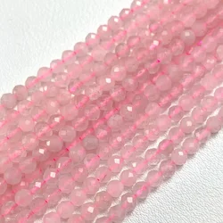 Lapis Lazuli Faceted Round Natural Stone Beads for Jewelry Making - 15 Strands (Rose Quartz)
