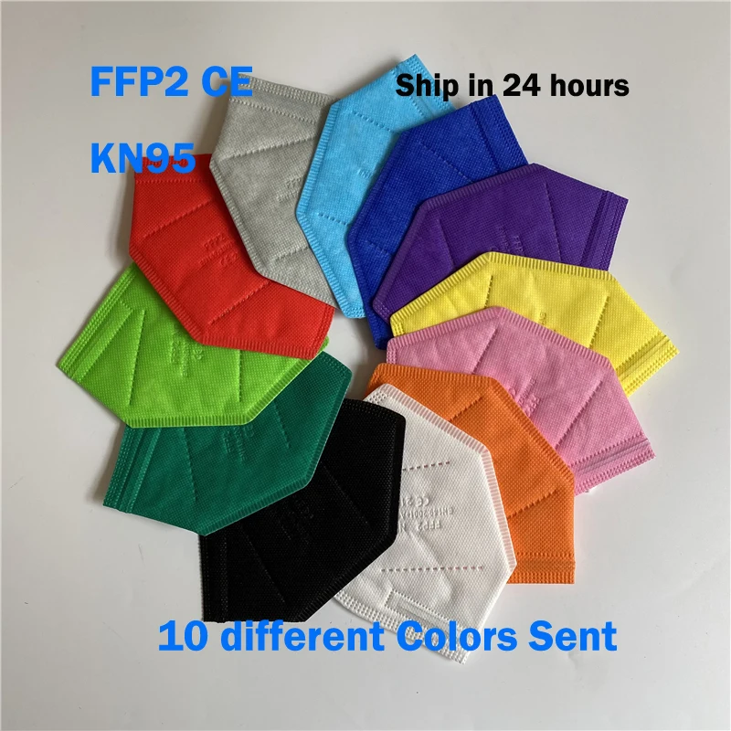 

10-200 Pcs Multicolor Adult KN95 Mascarillas CE FFP2 Facial Face Mask 5Layers KN95 Filter Respirator Masks Black Pink Mouth Mask