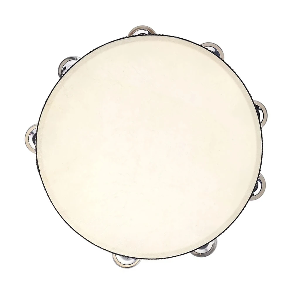 10" Hand Held Tambourine Drum Bell Birch Metal Jingles Percussion Musical Educational Instrument for KTV Party Kids Games