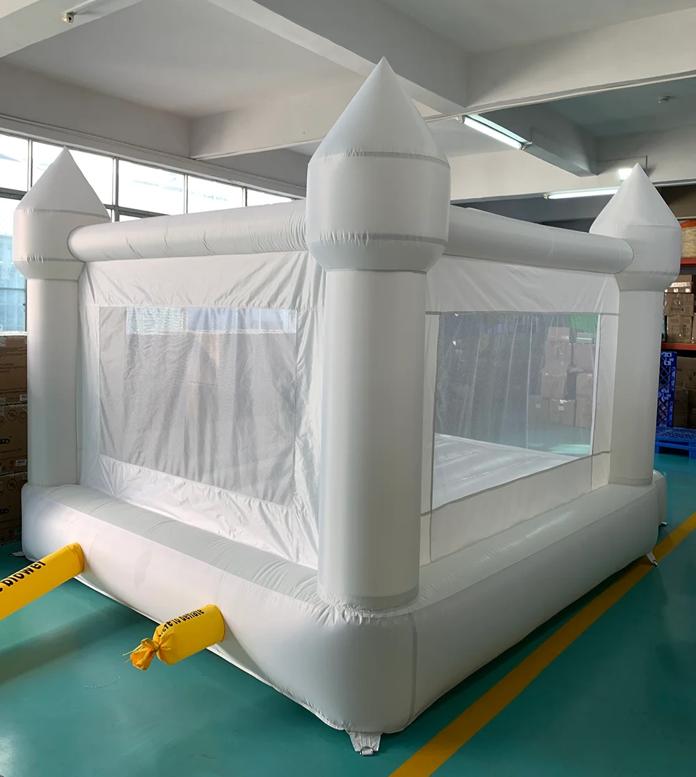 Inflatable Jumping Castle 4*3*2.6M White Bounce House For Kids Bouncy House White For Children With Blower Slide 5-8 Kids 3