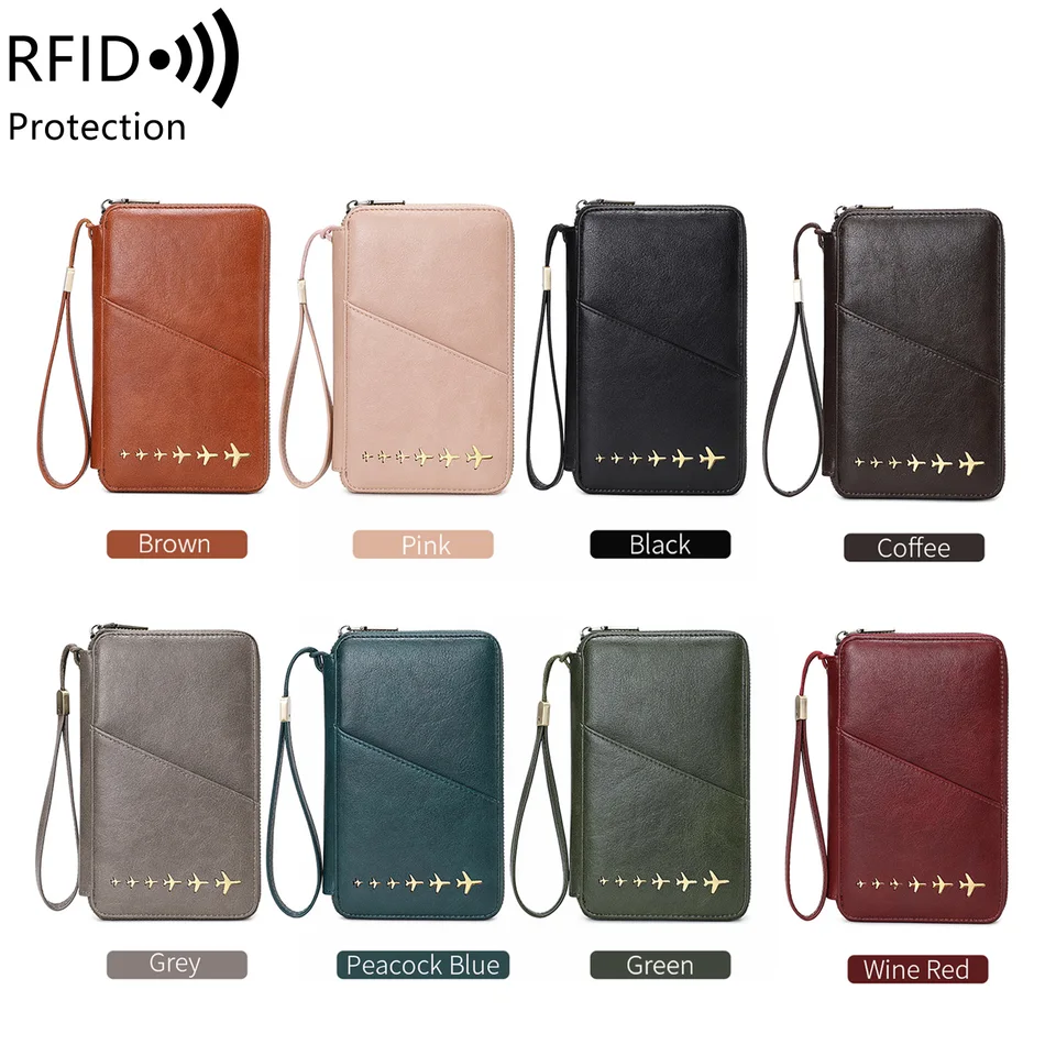Nieuwe Family Holder RFID-blokkerende reisdocumententas voor dames en heren, multifunctionele paspoortportemonnee van PU-leer._voghion.com