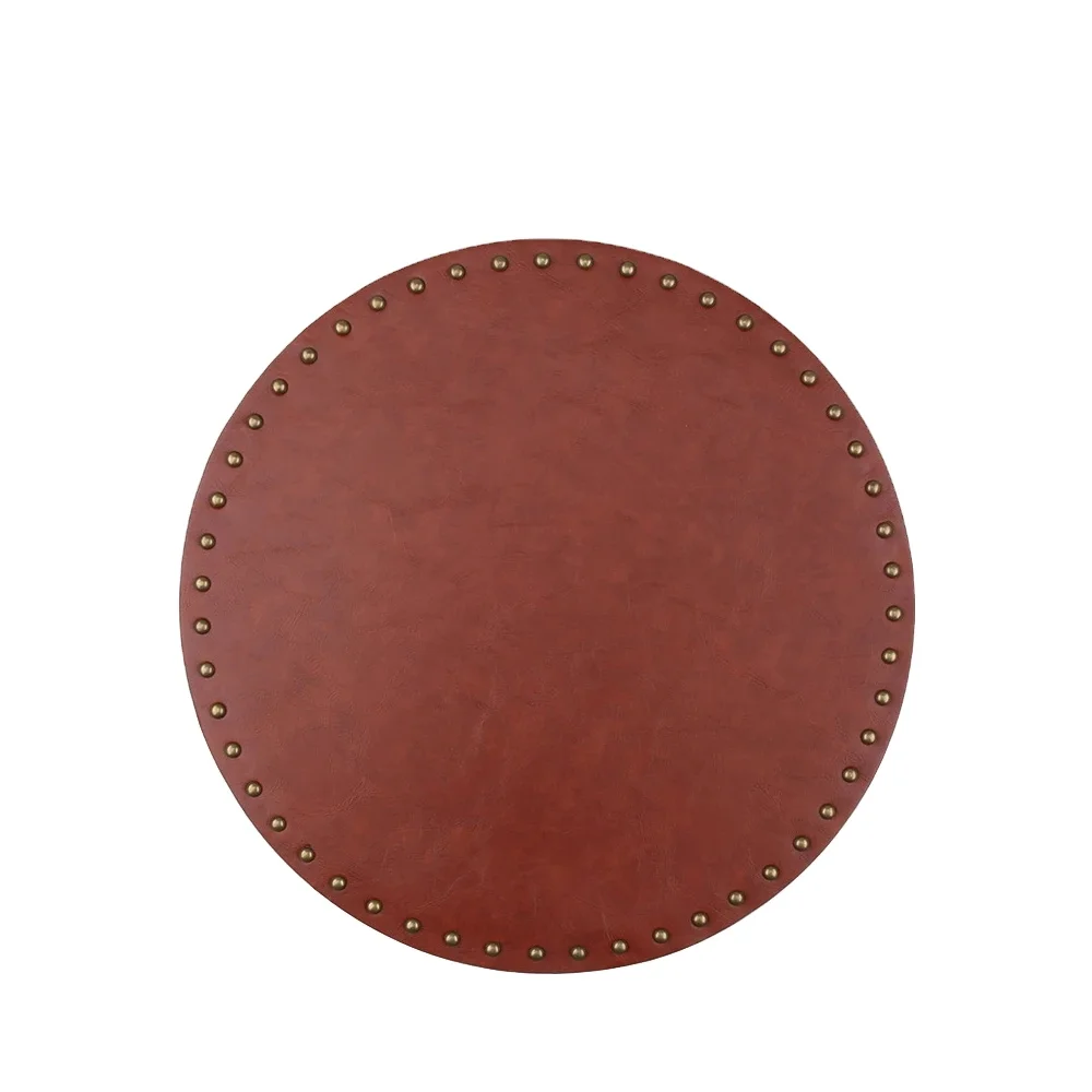 round-pu-leather-placemats-set-of-4-for-dining-table-washable-and-wipeable-rivet-trim-nordic-style-table-mats