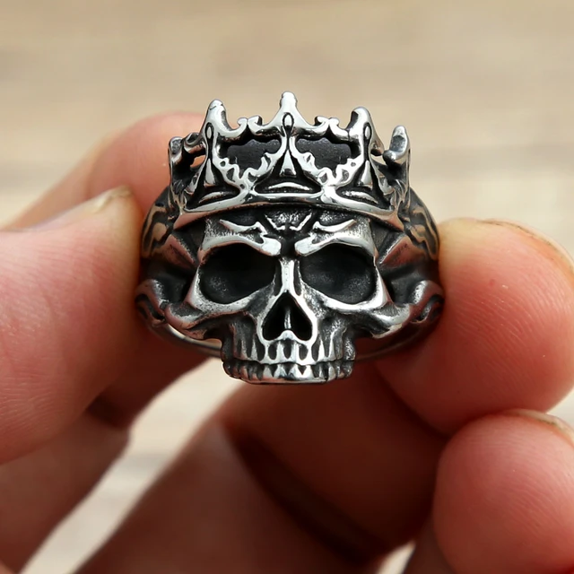 Sterling Silver Skull Crown Men Ring Sign of Strength Vintage Power Jewelry  1pc | eBay