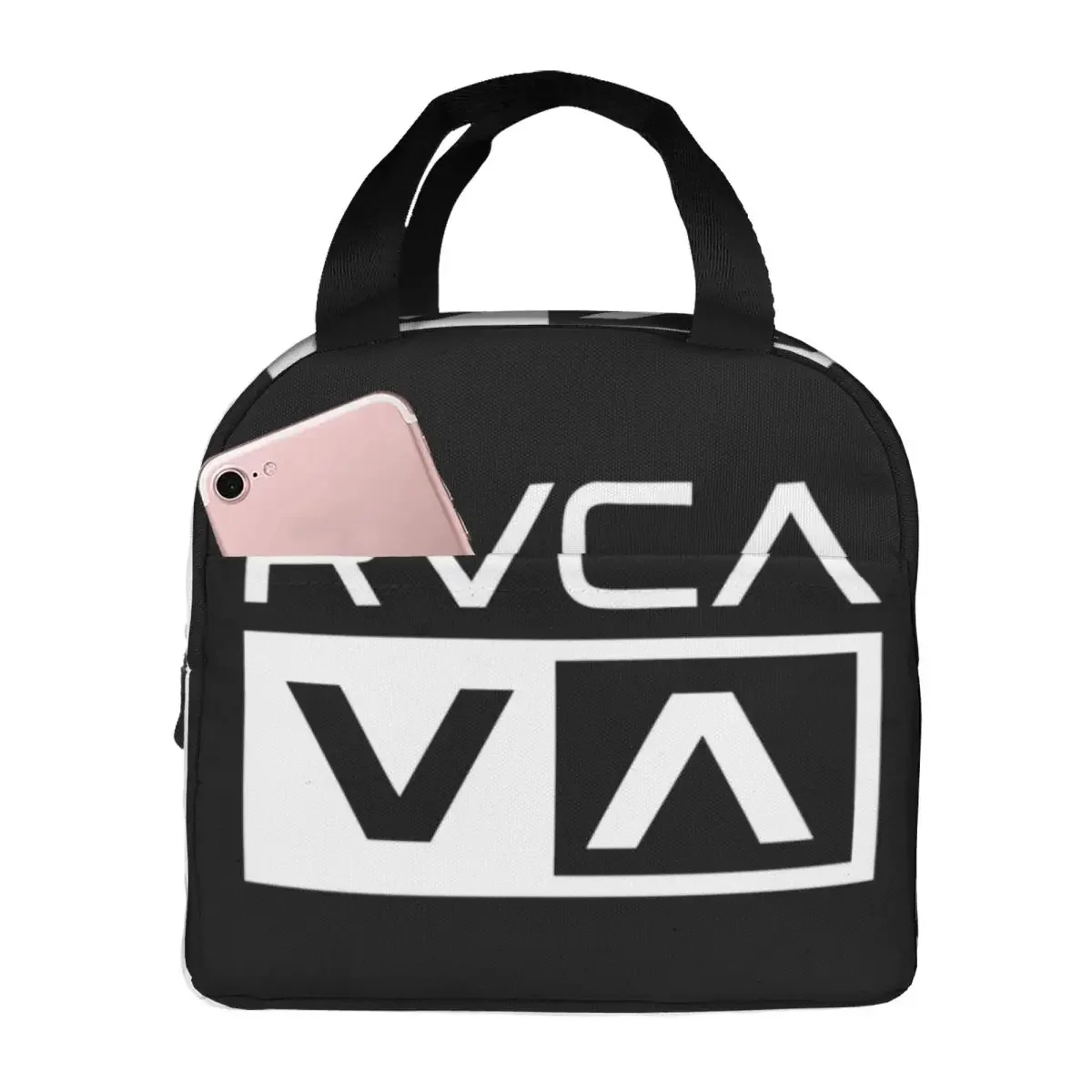 White Rvca Clothes Lunch Bags Insulated Bento Box Waterproof Lunch Tote Resuable Cooler Thermal Bag for Woman Children School