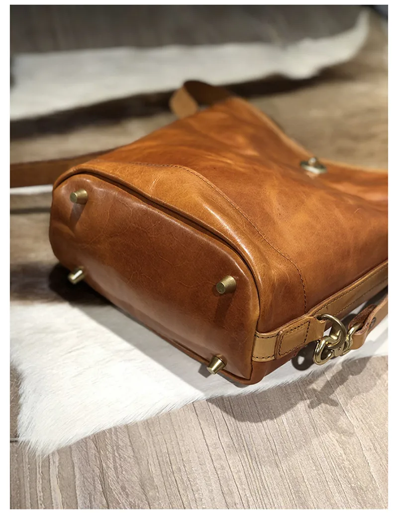 Pndme Mode Luxus Natur Echt leder Damen Eimer Umhängetasche Designer Original Damen High-End echte Rindsleder Handtasche – Detail 10