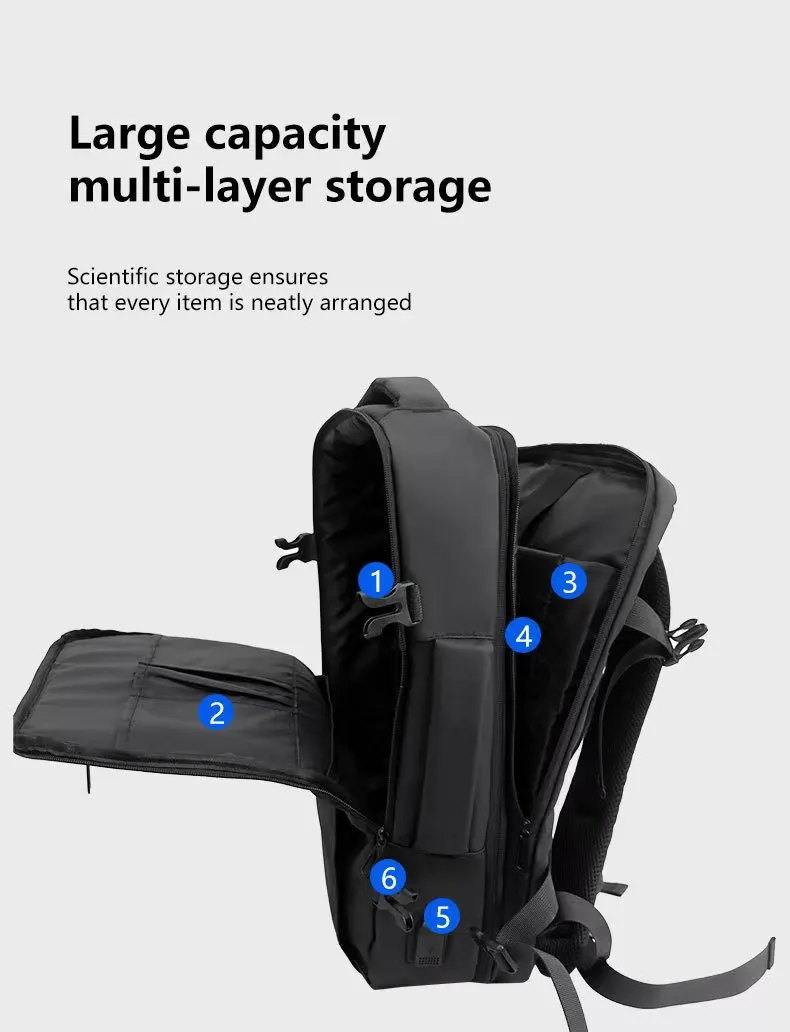 EleJrny Men Business Capacity 17.3Laptop Backpack Large Capacity Expandable Backpack Waterproof USB Travel backpacks men camping