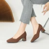 Women's High Heels Comfortable Square Knitted Breathable Comfortable Shoes (5cm High) Autumn 2025 New Collection 2