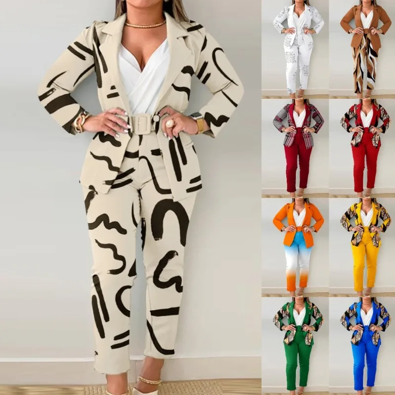 

Новинка Осень-зима 2023 куртка с длинным рукавом Блейзер и брюки с высокой талией