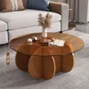 Modern Round Coffee Table 31.5'' Glass Coffee Tables Rustic Circle Center Cocktail Table 6