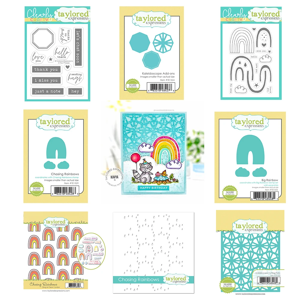 

Kaleidoscope Cutting Dies and Stamps Sets Chasing Rainbows Stencil Scrapbook Diary Decoration Embossing Template Diy Card 2022
