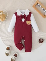 Christmas Costumes for Newborn Baby Boys Long Sleeved Gentleman's Romper Autumn&Winter Festival Clothing for Toddler Boy 1-18M