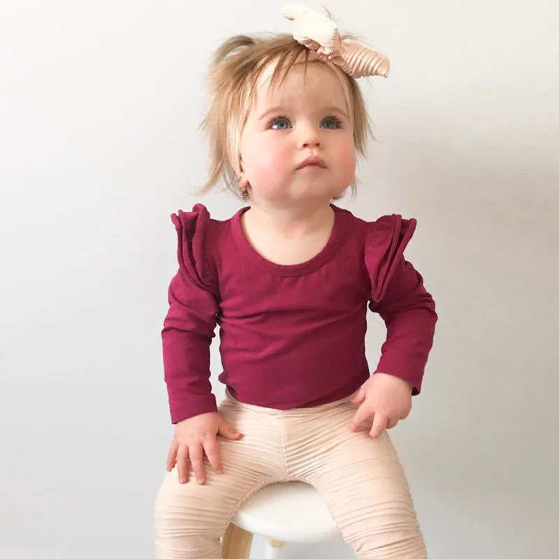 0-24months Baby Girl Long Sleeve Romper Ruffled Casual Bodysuit For Infant Girls Summer Solid White Black Gray Pink Playsuit 4