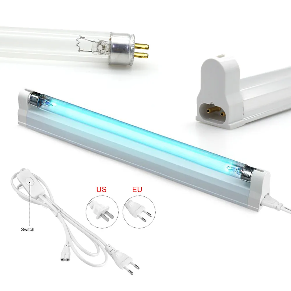 T5 UC Tube Quartz UV Disinfection Lamp UV Sterilization Lamp AC 220V 110V Ozone Germicidal Light Bactericidal Ultraviolet Disinfection Deodor