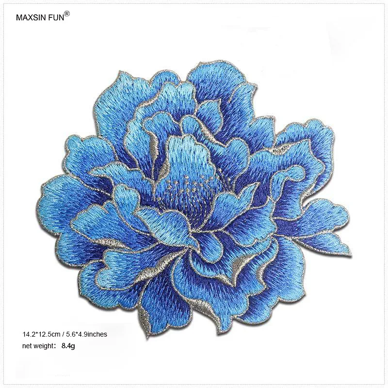 Pfingstrosen-Blumen stickerei Aufnähen Patches für die Reparatur von Kleiderlöchern, wasser lösliche Technologie, haut freundlich, weich kleber frei