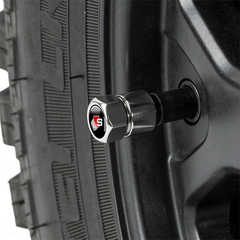 Set of 4 Premium Aluminum Tire Valve Caps with Diamond Design - Waterproof and Dustproof Auto Accessories
