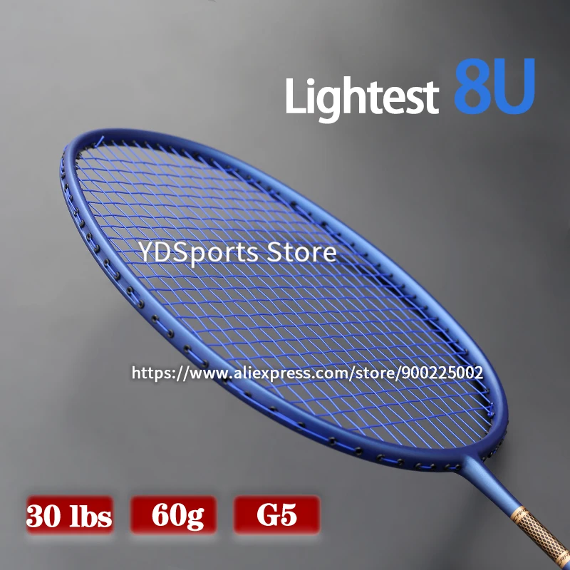 Ultra Light 4U 8U Carbon Fiber Badminton Rackets With String Bags 22-30LBS G5 Professional Racquet Sports For Adult