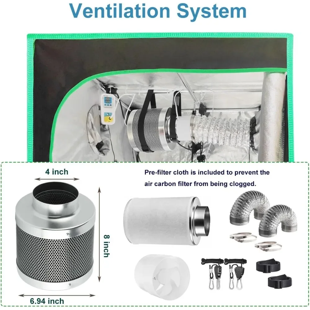 Grow Tent Kit Complete High Reflective Mylar Indoor Grows Tent Grow Light Combo Hydroponics Indoor Plant Growing System