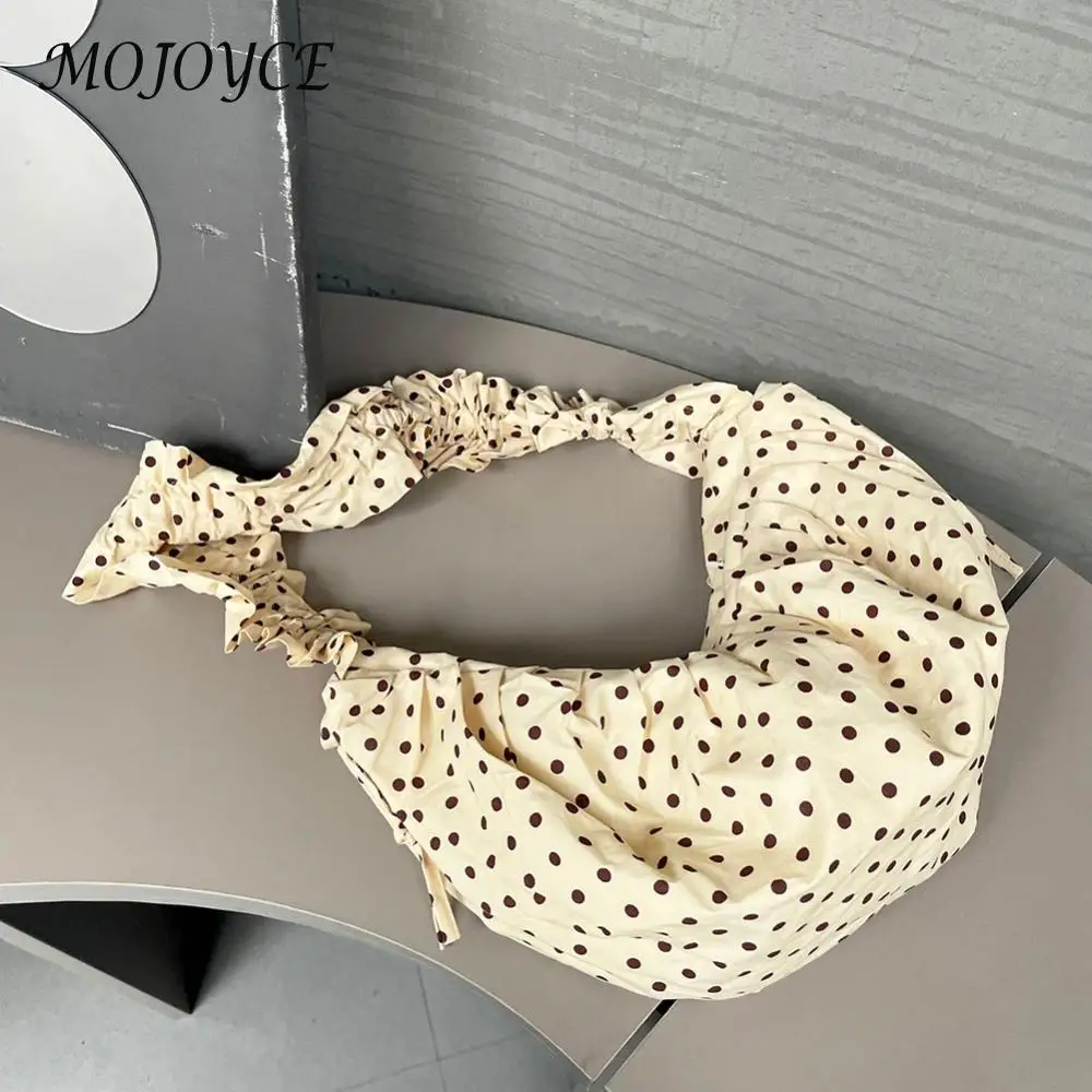 Women Retro Polka Dot Large Capacity Shoulder Bag Versatile Tote for Fashionable Outdoor Travel and Daily Use 4