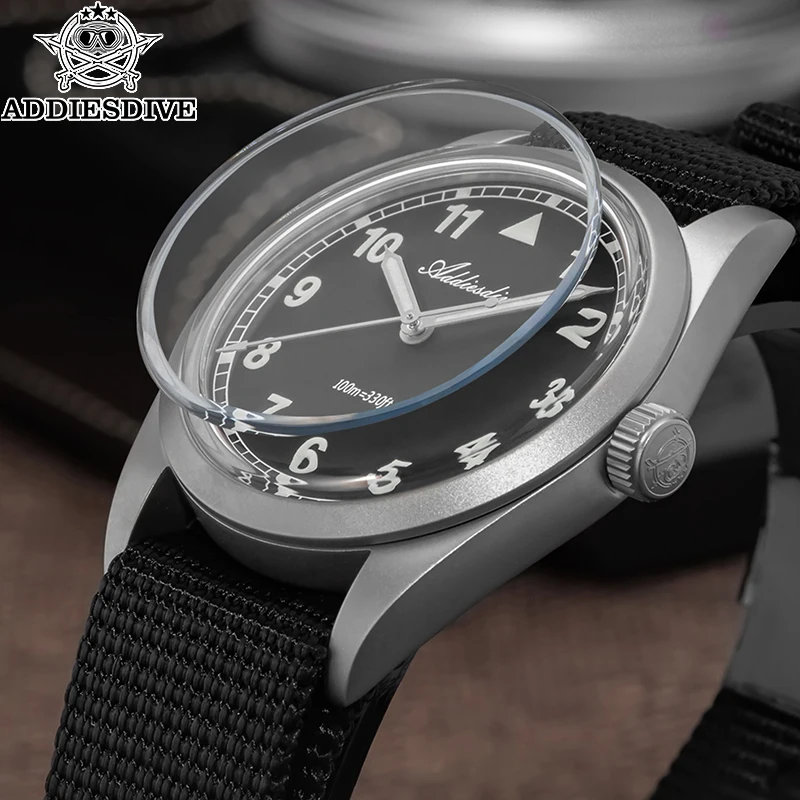 ADDIESDIVE AD2079 New Men Pilot Watch 36mm Bubble Mirror