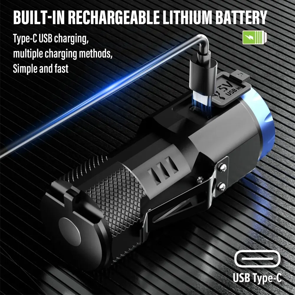MINI Rechargeable LED Flashlight Camping Light With Side Lights And Lampshade Tail With Magnet Suitable For Exploring Camping mini flashlight