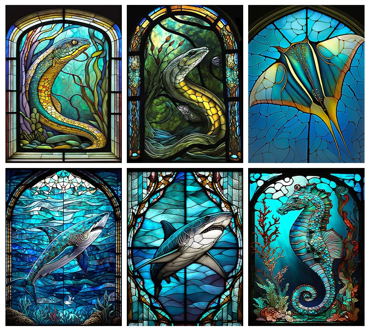 

Animal 5D Diamond Painting Art Snake Shark Seahorse Diamond Painting Inlaid Full Diamond Embroidery Painter's Home Decoration