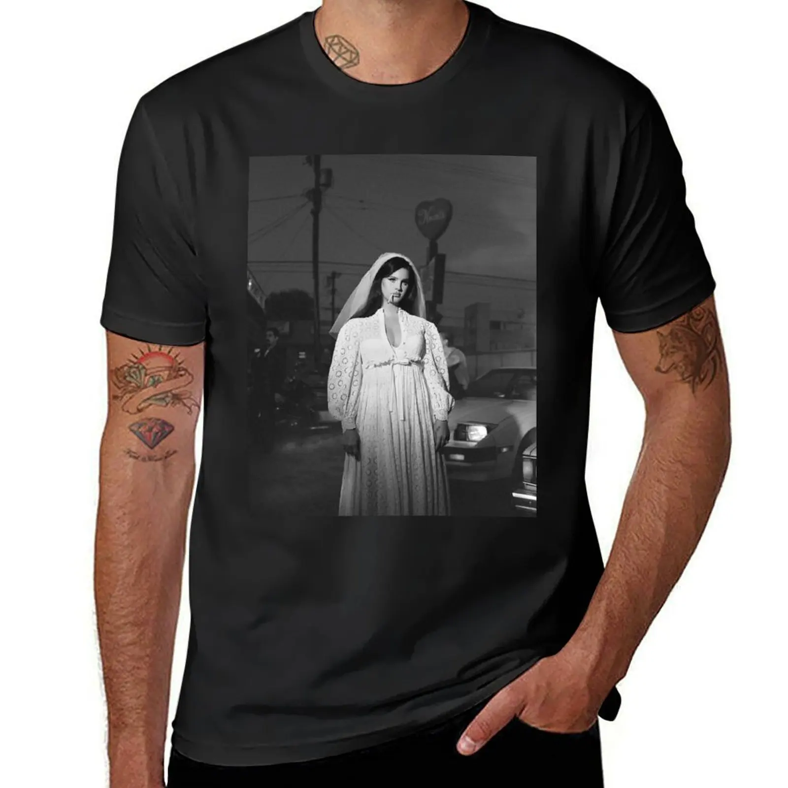 Portrait Girl Beauty White Dres T-Shirt heavyweights Aesthetic clothing vintage mens t shirts