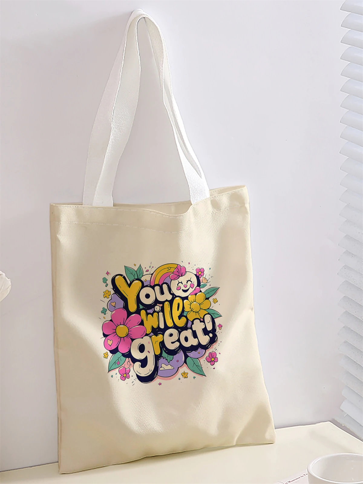 Printed casual handbag, reusable fashionable backpack, multifunctional handbag, canvas shopping bag