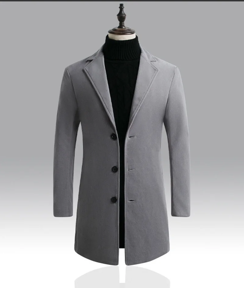 MRMT 2024 Brand New Men\'s Coat Slim Mid-Length Windbreaker Men Woolen Coats Man Woolen Coat For Male Outwear Jacket