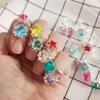 5/12/36PCS Adjustable Kids Crystal Rings Jewelry Heart Star Square Open Finger Ring For Children Girl Party Gift 2