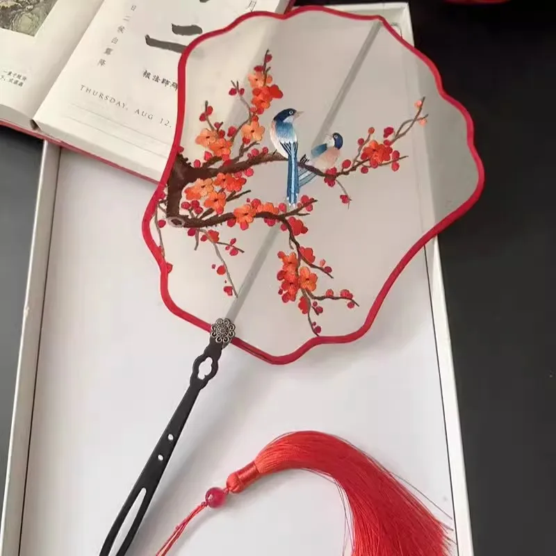 Handmade Double-Sided Embroidery Fan, Cheongsam Palace Fan, Hanfu Accessories, Chinese Style Embroidered Fan Gifts