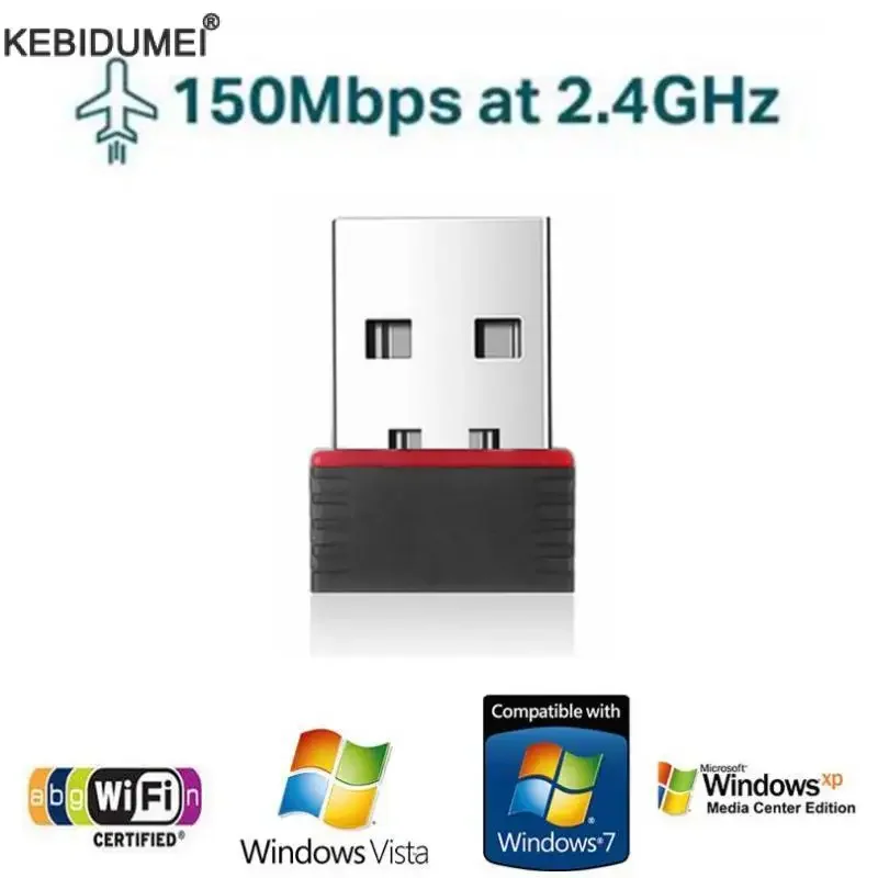 PC 데스크탑 컴퓨터용 미니 USB 무선 와이파이 어댑터, 와이파이 네트워크 LAN 카드, RTL8188 어댑터, 150Mbps, 802.11b/g/n