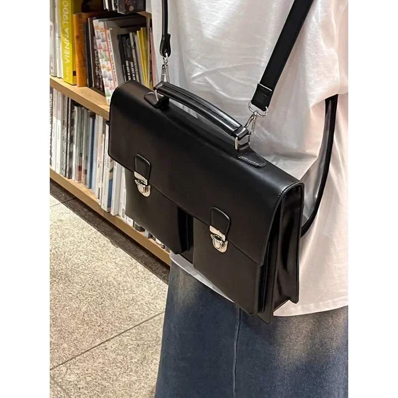 Xgoth Ins Women's Backpack Large Capacity Premium College Style Messenger Bag Korean Style Black Bags Preppy Fashion Accesories 5