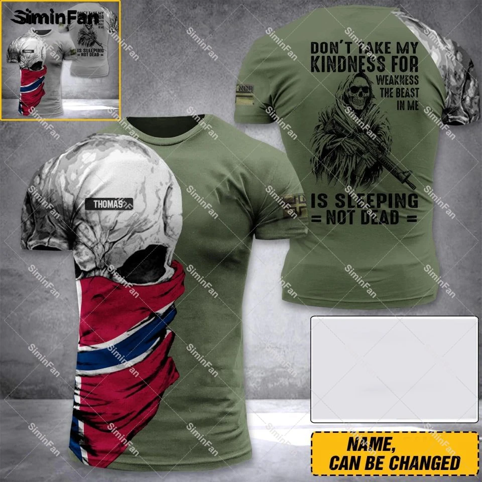 

NORWAY SKULL SOLDIER VETERAN 3D Printed Tshirt Summer Round Neck Tee Men Female Casual Top Unisex Shirts Harajuku Streetwear