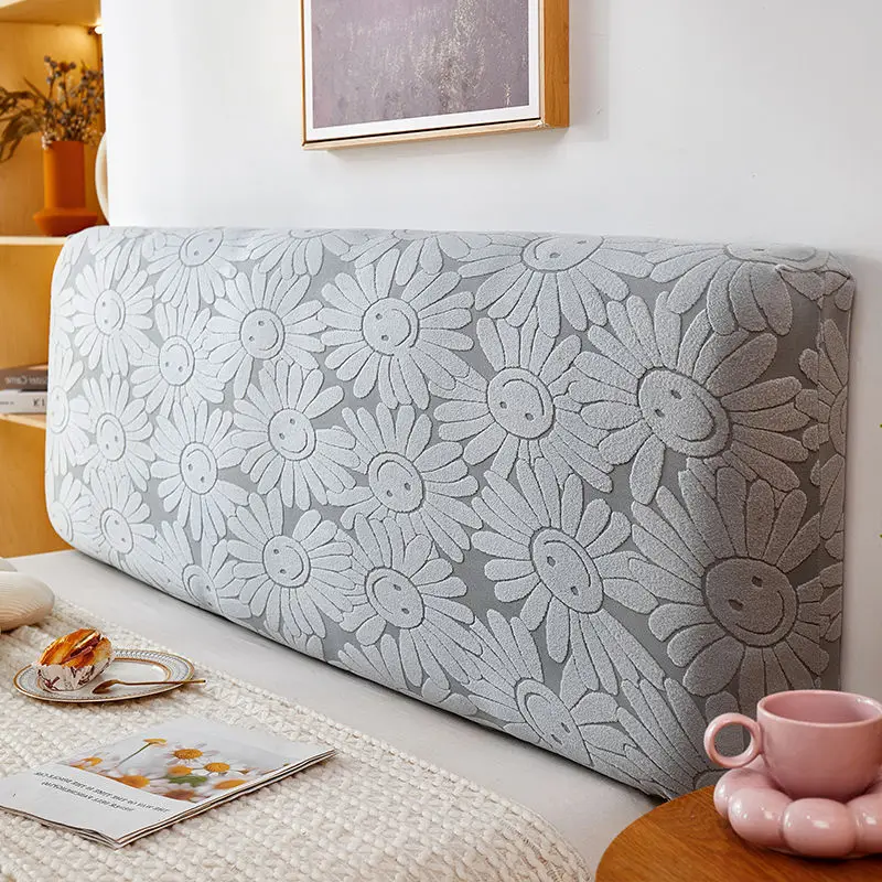 Jacquard Soft All-inclusive Headboard Cover Solid Color High Elastic Bed Head Cover King Queen Size Removable Backrest