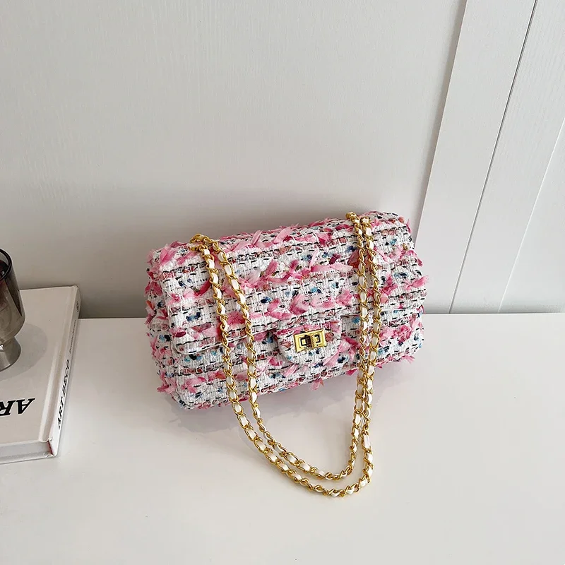 Fashion Women Small Canvas Chain Shoulder Bag High...