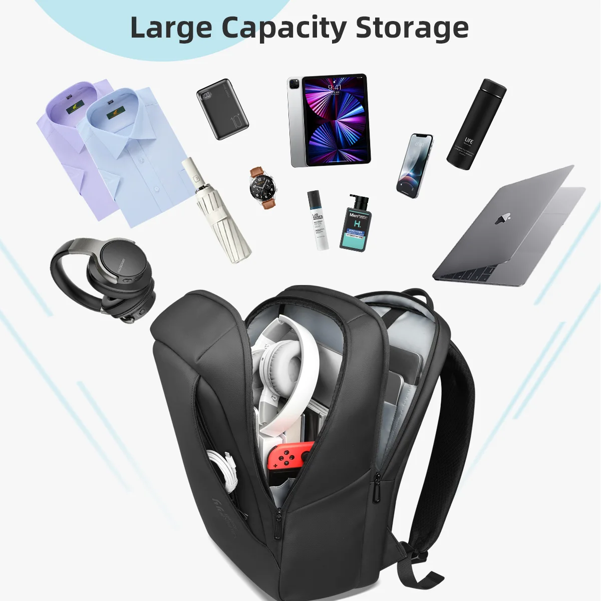 Heroic Knight Waterproof Business Backpack Men Big Capacity 15.6" Laptop Backpack Classic Simple Outdoor Sports Motor&Biker Pack 5