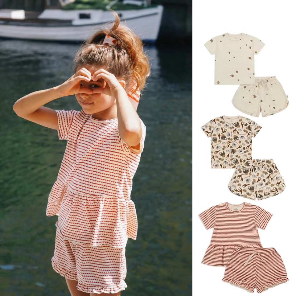 

Children's Home Clothes 23 Summer Ks New Boys and Girls Love Lemon Animal Series Short-sleeved Suit Shorts Home Clothes