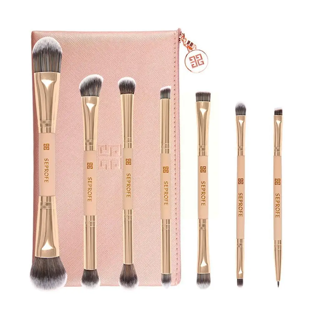 

7PCS Double Ended Makeup Brush Set Soft Bristles Eyeshadow Eyelash Portable Brush Beauty Makeup Brush Set Tools Brush Y7S4