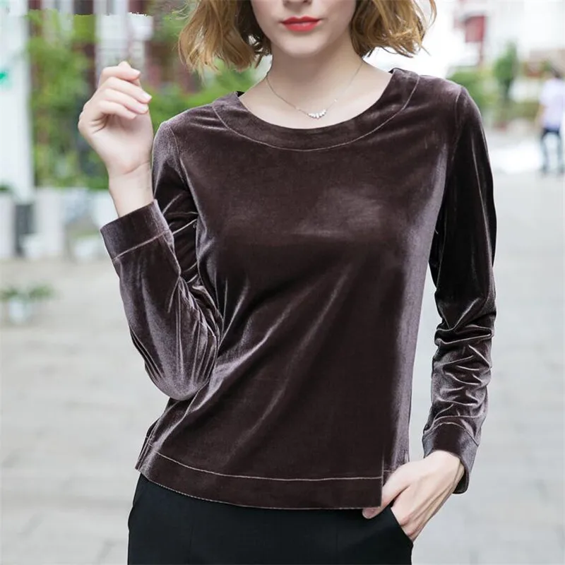 Loose Velour Shirt Female Pullovers 