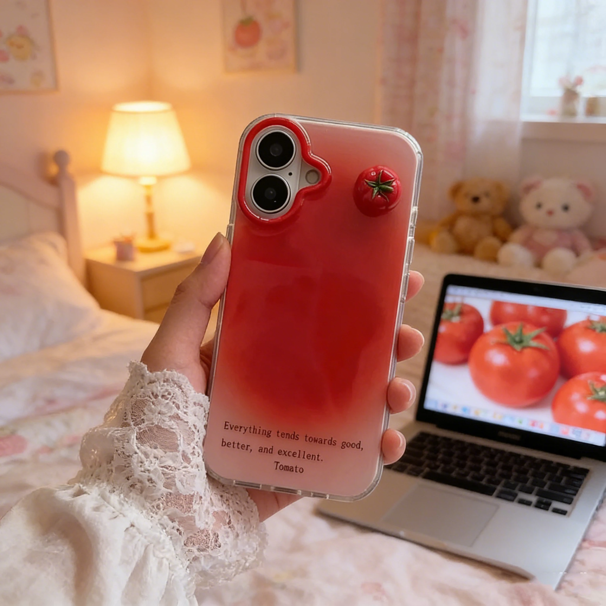 Coque de téléphone transparente Ins Korean Red Tomato pour Samsung Galaxy S26 S25 S24 S23 S22 S21 FE Note20 Note10 Edge Plus Ultra Lite 5G