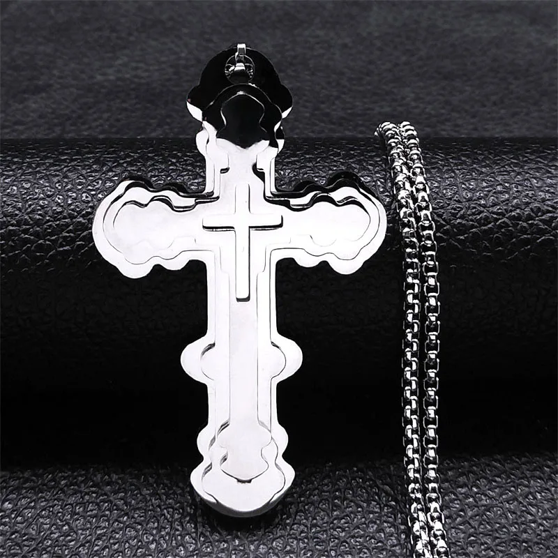 Collana da uomo con croce di Gesù, pendente in acciaio inossidabile antiruggine, collana con ciondolo Gesù per feste