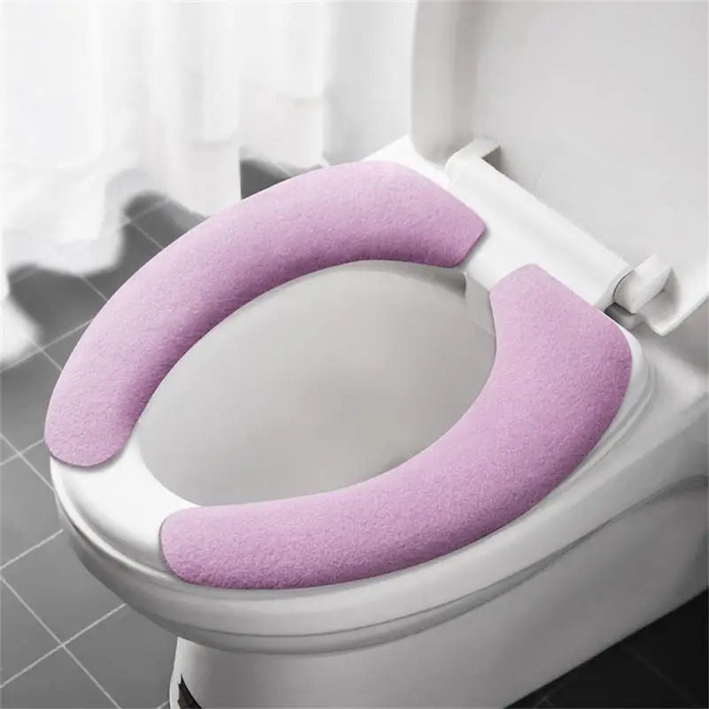 Universal Adhesive Toilet Pad Flannel Toilet Seat Covers Reusable Toilet Seat Filling Washable Bathroom Mat Seat Cover 2