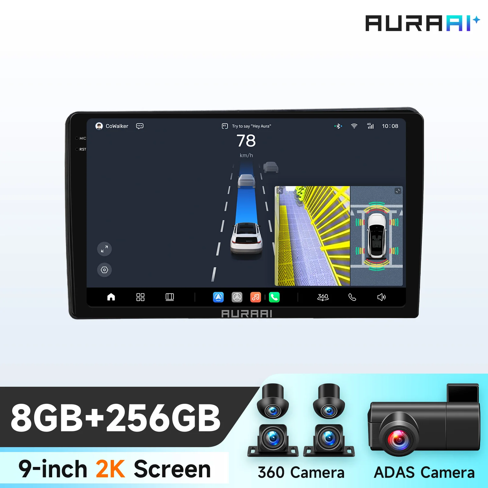 AURAAI 2K Écran GPS Android pour voiture, CarPlay sans fil pour FORD FIESTA 1995-2001 FOCUS 1998-2004, lecteur vidéo multimédia, caméra ADAS 360, navigation stéréo, unité principale vocale AI 7870, 2DIN, 4G Wifi 1
