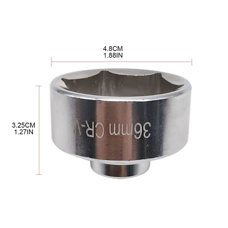 Ratchet Wrench Set 36mm Oil Filter Socket Wrench Cup Type Removal Set With 3/8" Adaper
