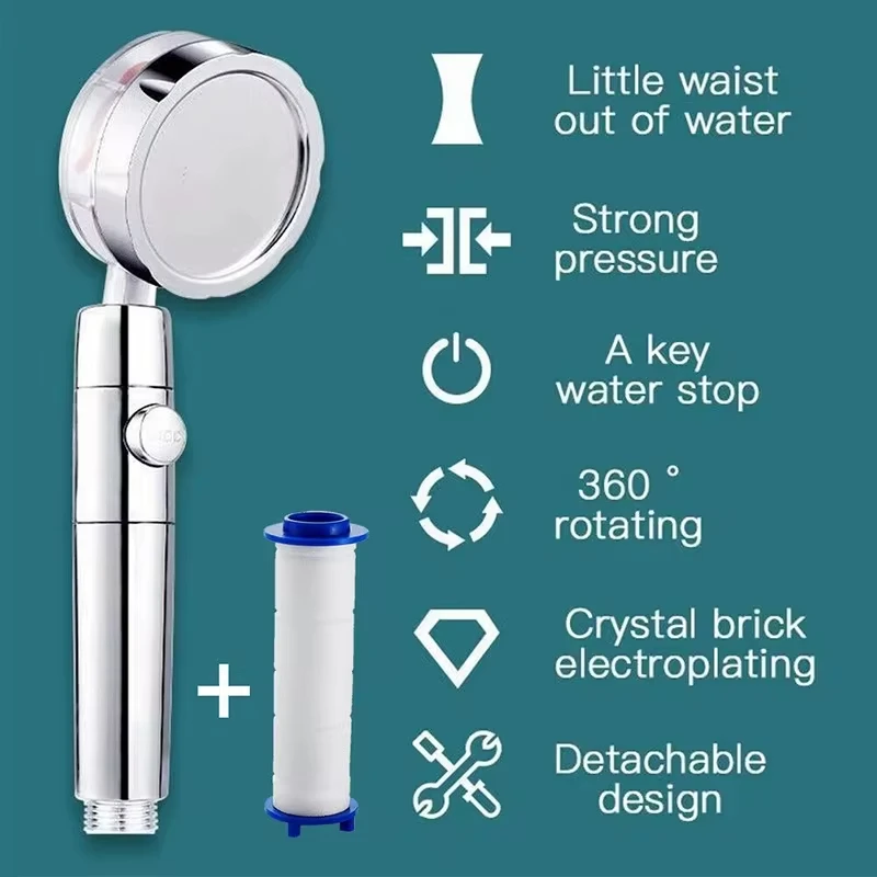 Shower Head Shower Set Xiaomi Mijia Shower Nozzle Pressurized 360 Degrees Propeller Fan Shower Saving Spray Adjustable Showerhead Filters Bathroom Set