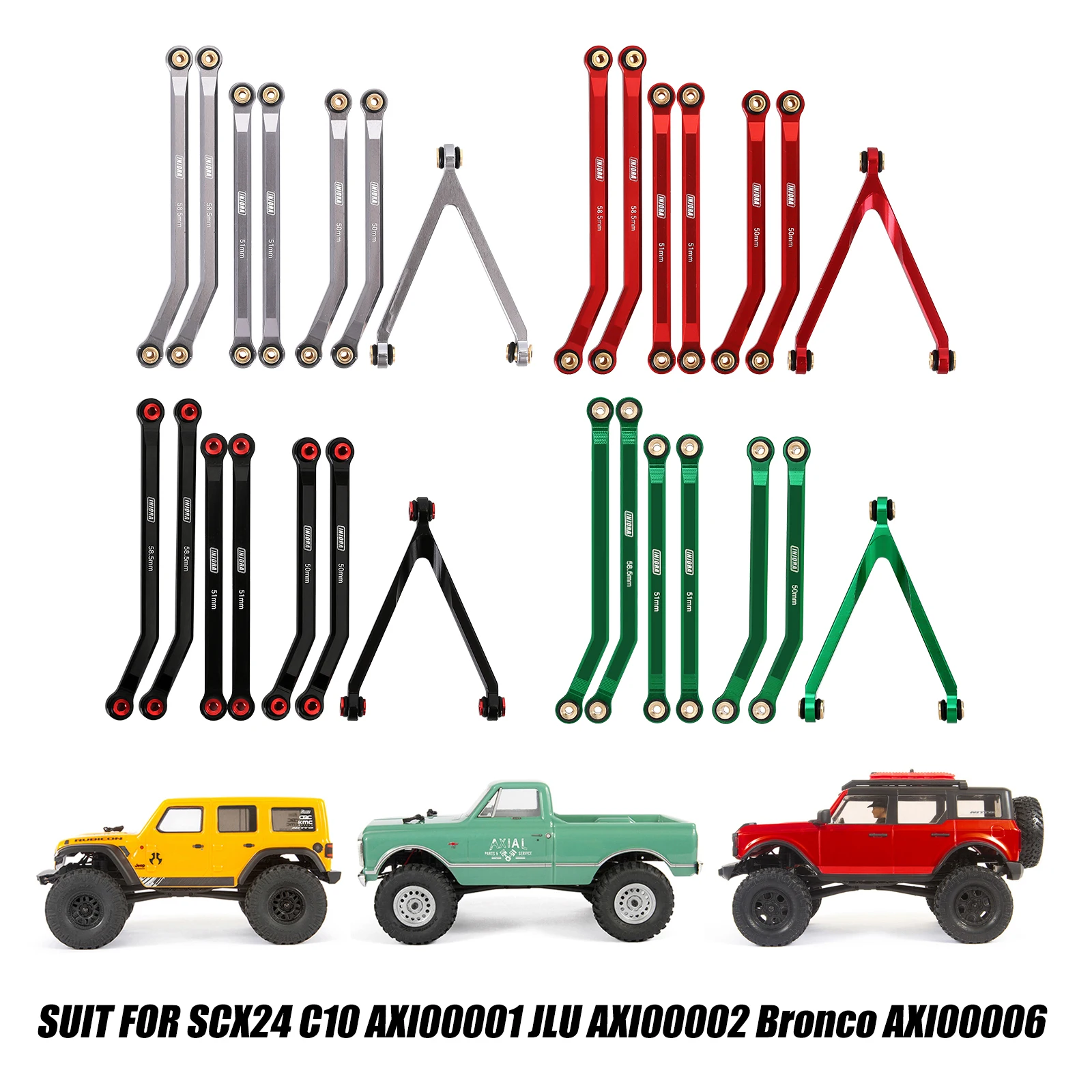 Injora Collegamenti Telaio Ad Alta Distanza Per 1/24 Rc Crawler Lwb 133.7Mm Axial Scx24 Axial 00001 C10 Axial 00002 Jeep Jlu Ford Bronco