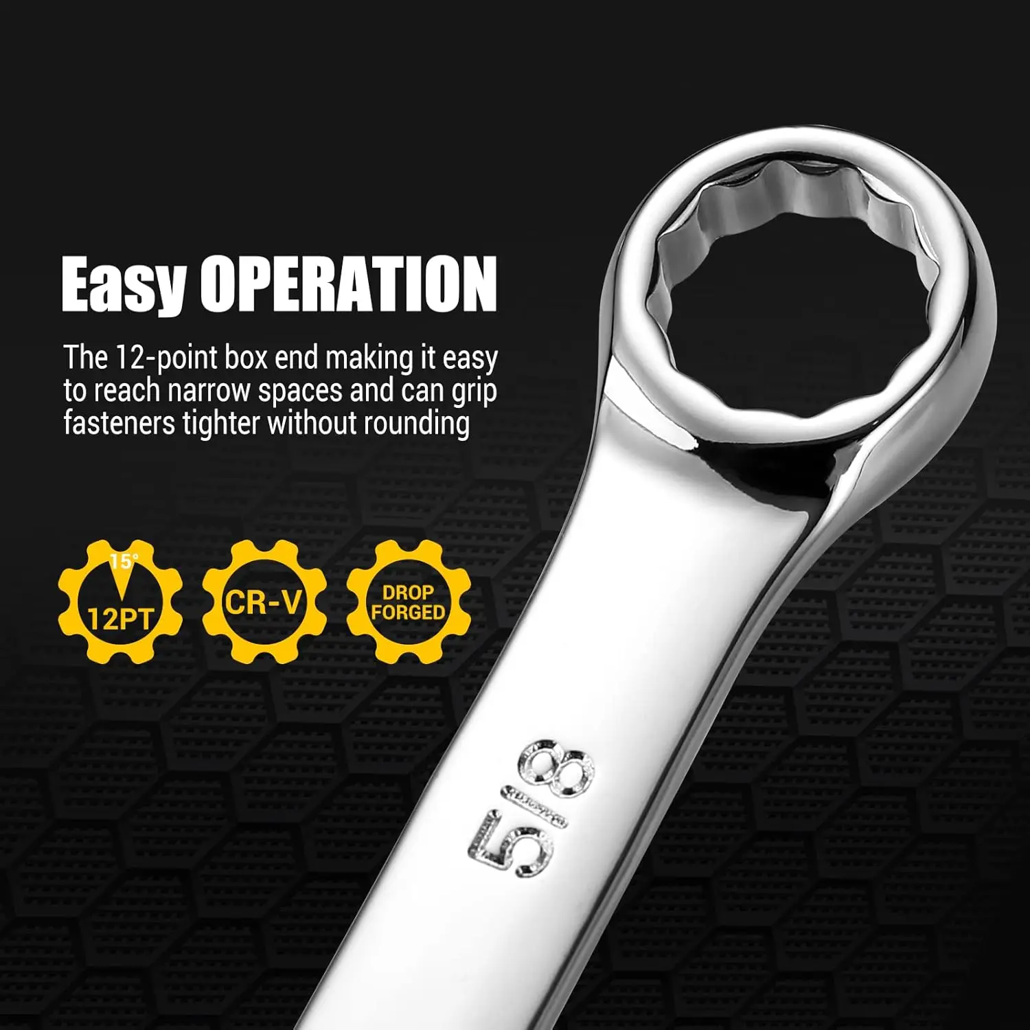 Chrome Vanadium Steel Combination Wrench Set with 12 Point