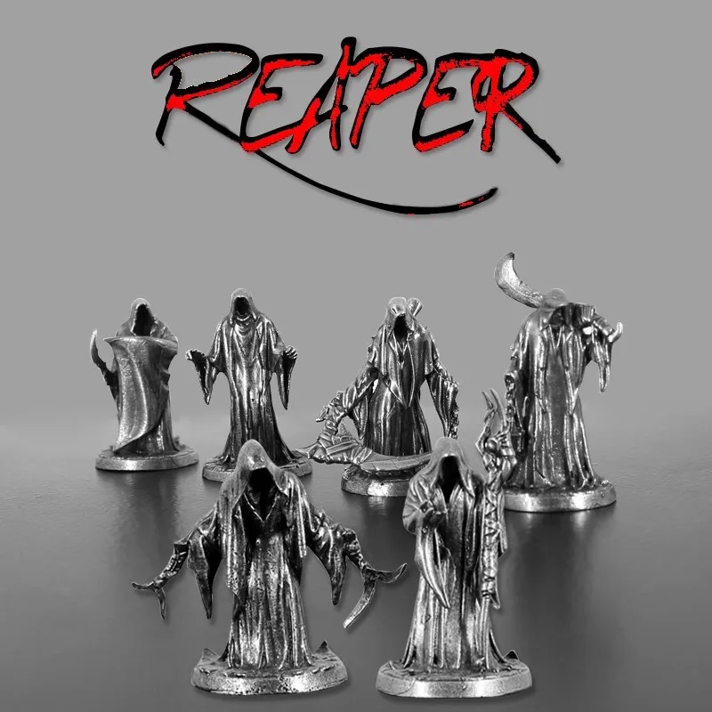 Death Mini Sculpture Retro Metal Scythe Reaper Soldier Model Gioco Da Tavolo Pezzo Di Scacchi Collezione Di Ornamenti Artigianato Regali Per Ragazzo