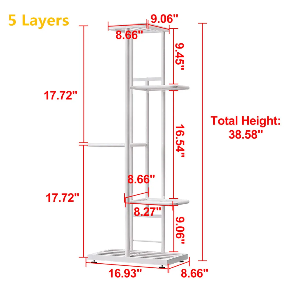 Plant Stand Iron Flower Stand Pots Tray Shelf for Home Balcony Garden Decoration
