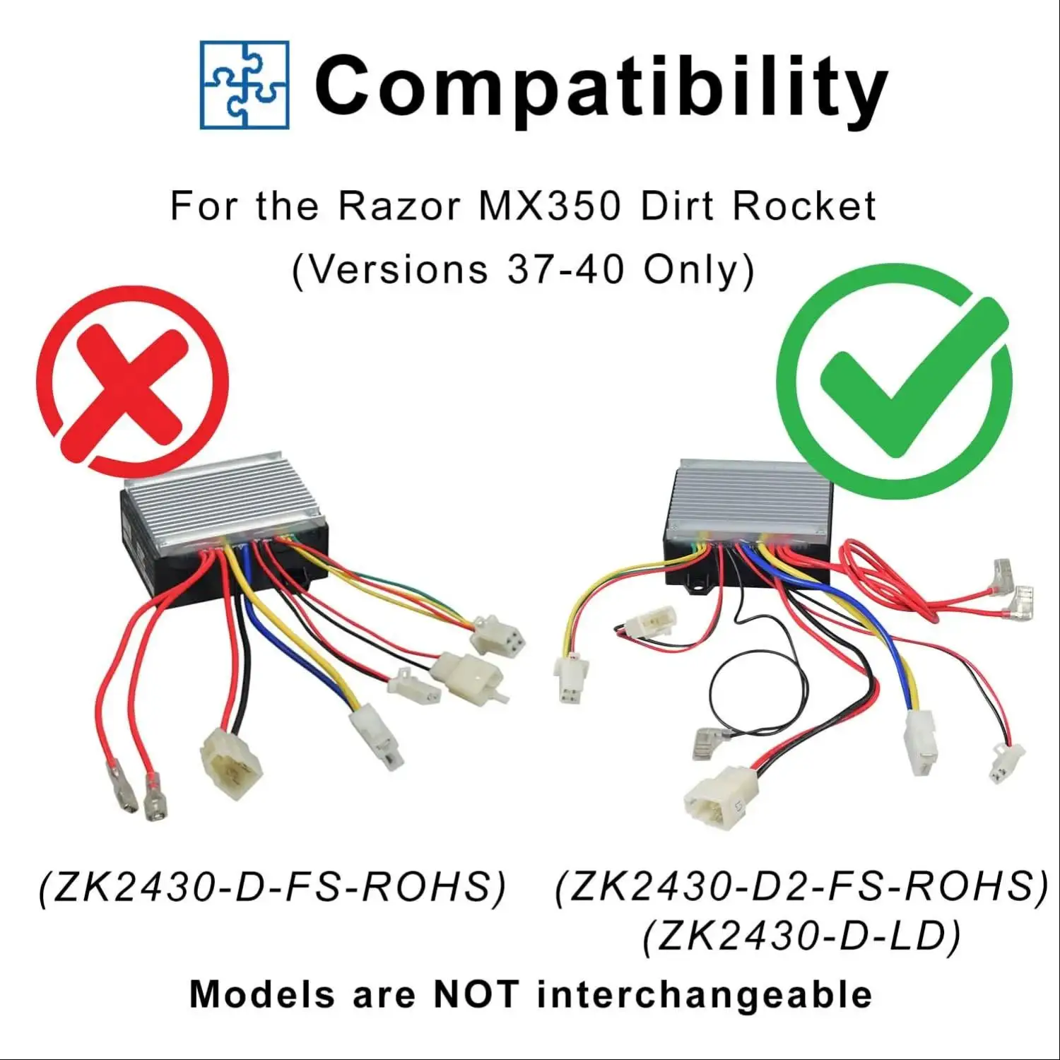 레이저 MX350 더트 로켓 바이크(버전 37-40)용 24볼트 ZK2430-D2-FS-ROHS(ZK2430-D-LD) 컨트롤러